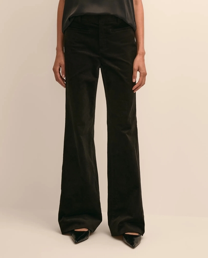 Cotton Velvet Tuxedo-Stripe Flare Pants, image 2