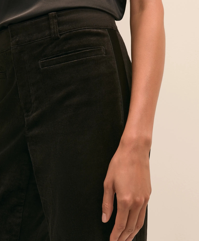 Cotton Velvet Tuxedo-Stripe Flare Pants, image 3