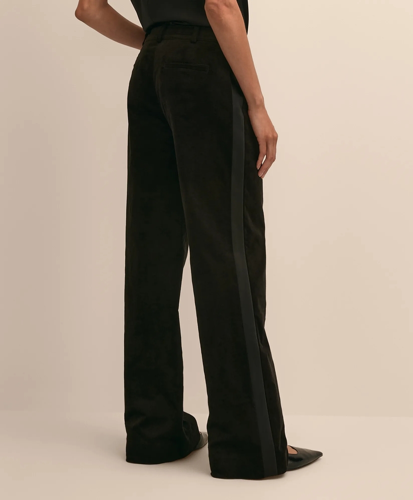 Cotton Velvet Tuxedo-Stripe Flare Pants, image 4
