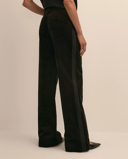 Cotton Velvet Tuxedo-Stripe Flare Pants, image 4