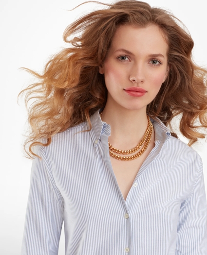 Classic-Fit Supima® Cotton Oxford Stripe Button-Down Shirt, image 1