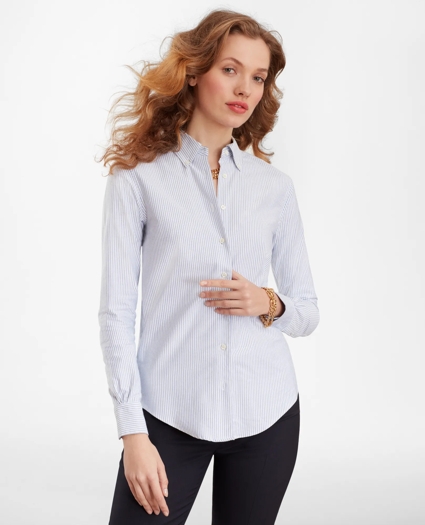 Classic-Fit Supima® Cotton Oxford Stripe Button-Down Shirt, image 3