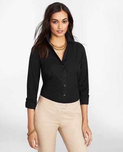 Non-Iron Stretch Supima&reg; Cotton Fitted Dress Shirt, image 1