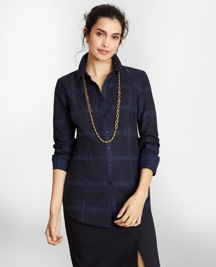 Tailored-Fit Checked Cotton Jacquard Shirt, image 3
