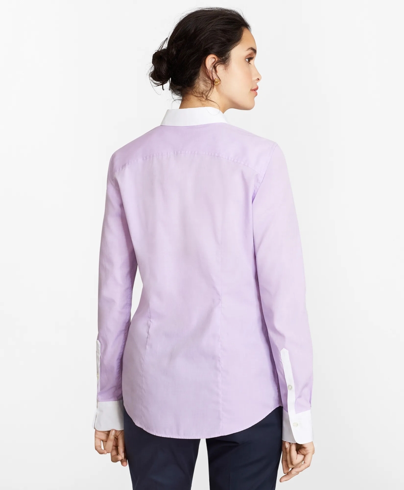 Non-Iron Supima&reg; Cotton Twill Contrast-Collar Fitted Shirt, image 5