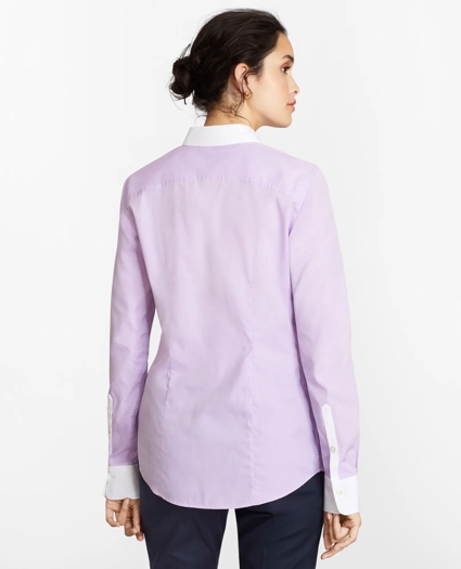 Non-Iron Supima&reg; Cotton Twill Contrast-Collar Fitted Shirt, image 5