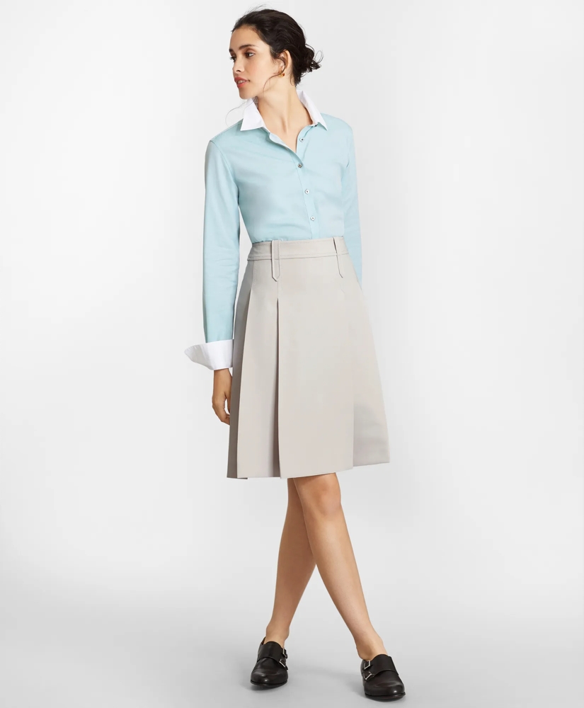 Non-Iron Supima® Cotton Twill Contrast-Collar Fitted Shirt, image 2