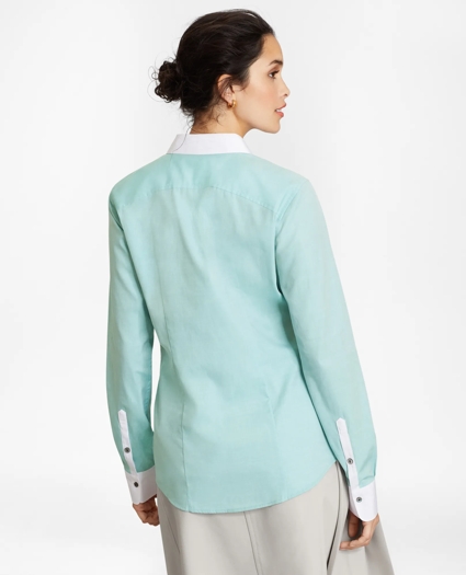 Non-Iron Supima® Cotton Twill Contrast-Collar Fitted Shirt, image 5