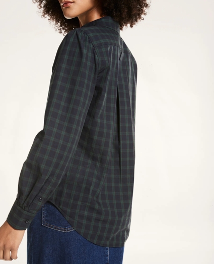 Classic Fit Black Watch Tartan Cotton Poplin Blouse, image 4