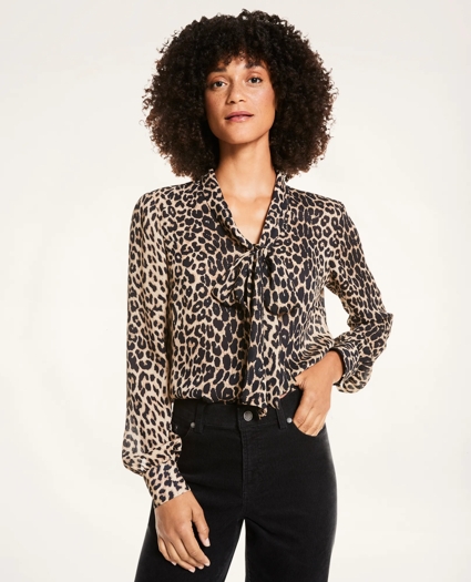 Leopard Print Crepe Blouse, image 1