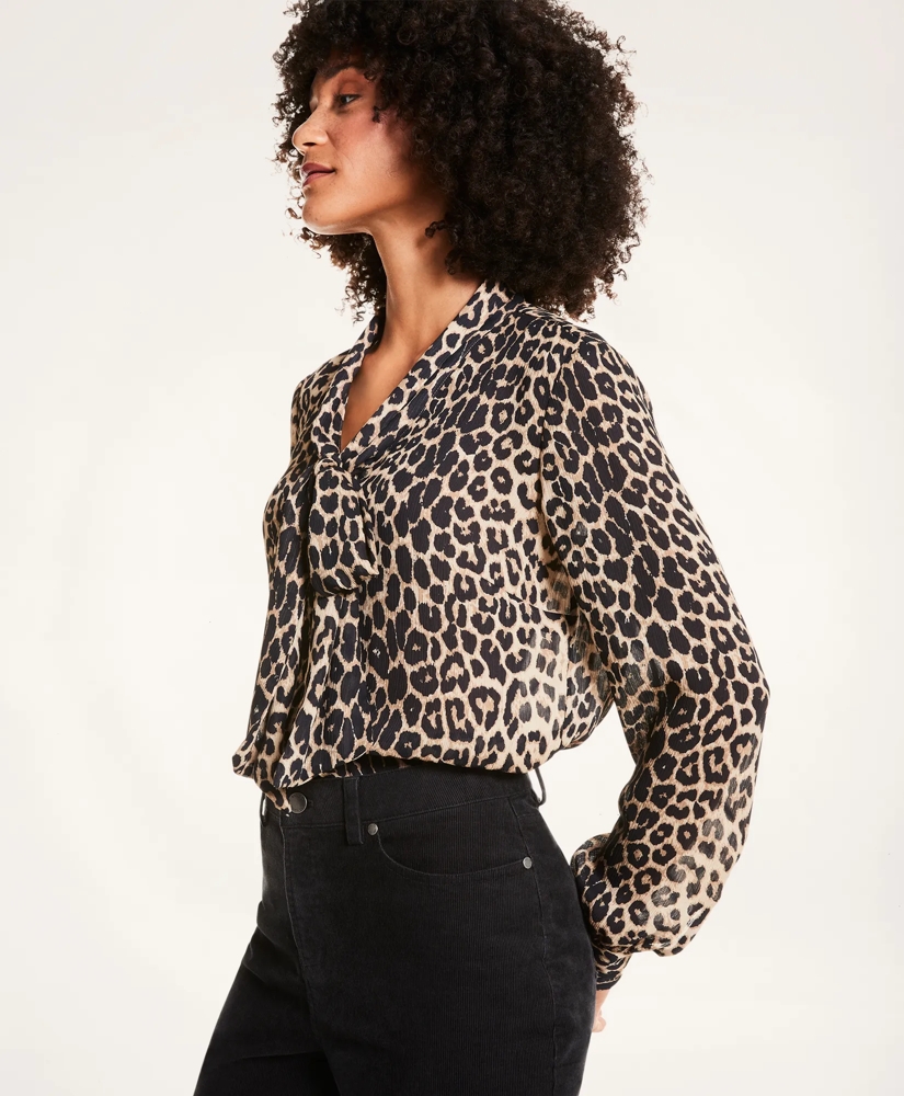Leopard Print Crepe Blouse, image 3