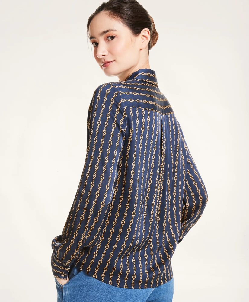 Chain Print Stretch Silk Georgette Blouse, image 4