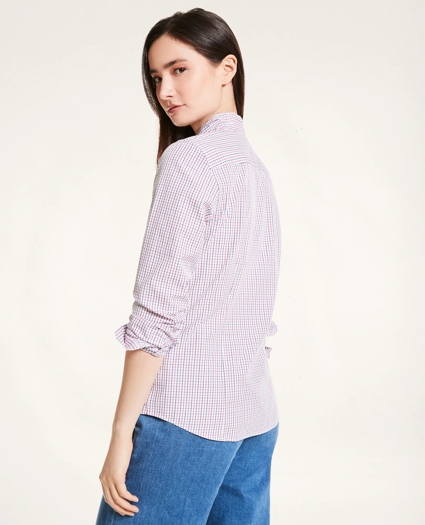 Non-Iron Stretch Cotton Tattersall Ascot Blouse, image 3