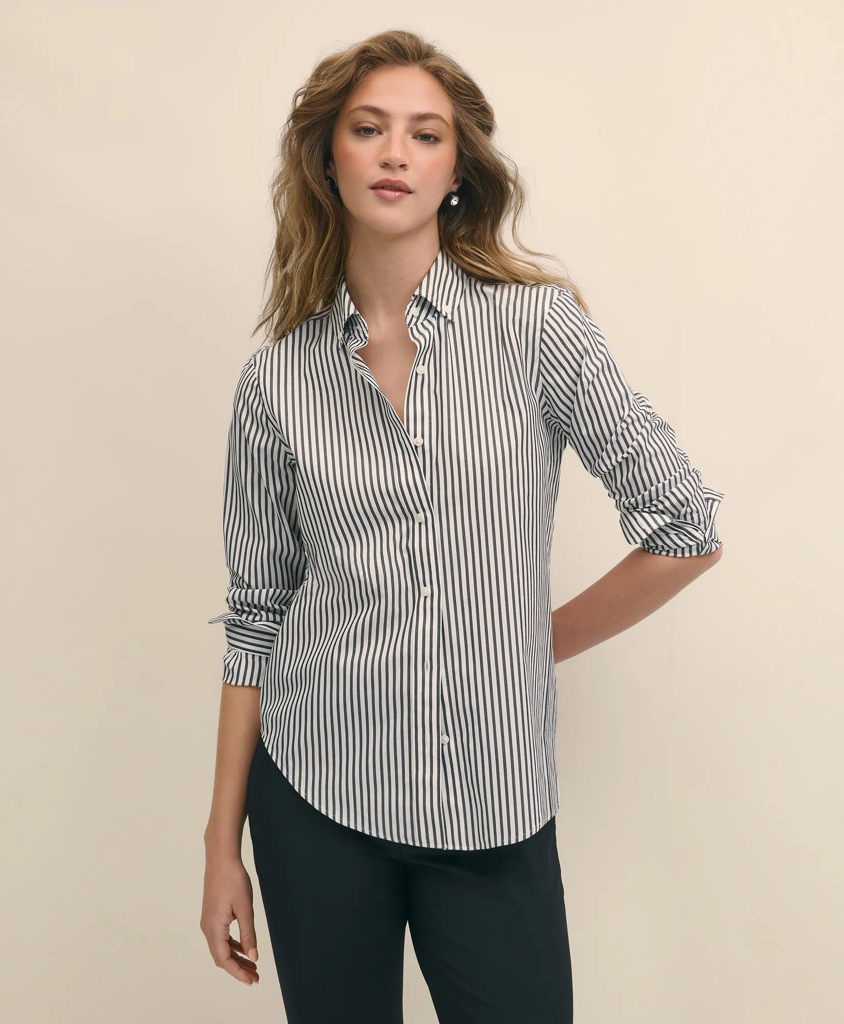 Classic Fit Stretch Supima Cotton Non-Iron Bengal Stripe Dress Shirt