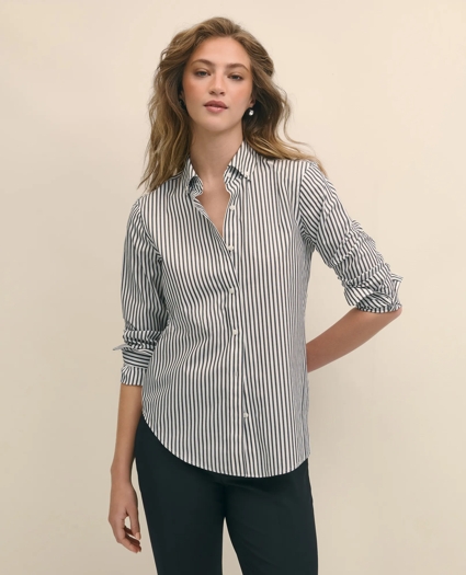 Classic Fit Stretch Supima® Cotton Non-Iron Bengal Stripe Dress Shirt, image 1