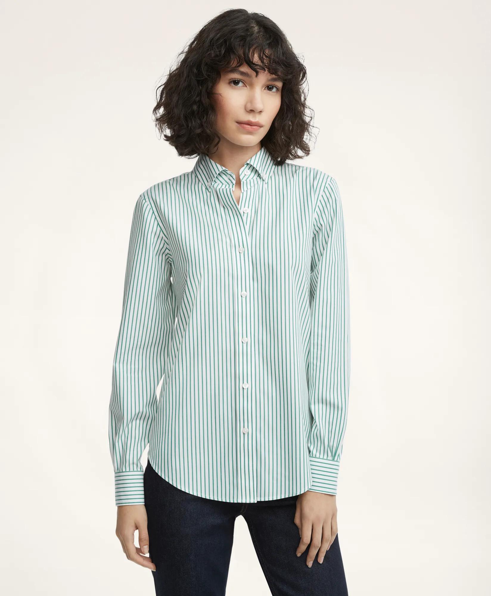 Classic Fit Stretch Supima® Cotton Non-Iron Bengal Stripe Dress Shirt, image 1