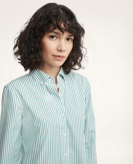 Classic Fit Stretch Supima® Cotton Non-Iron Bengal Stripe Dress Shirt, image 3
