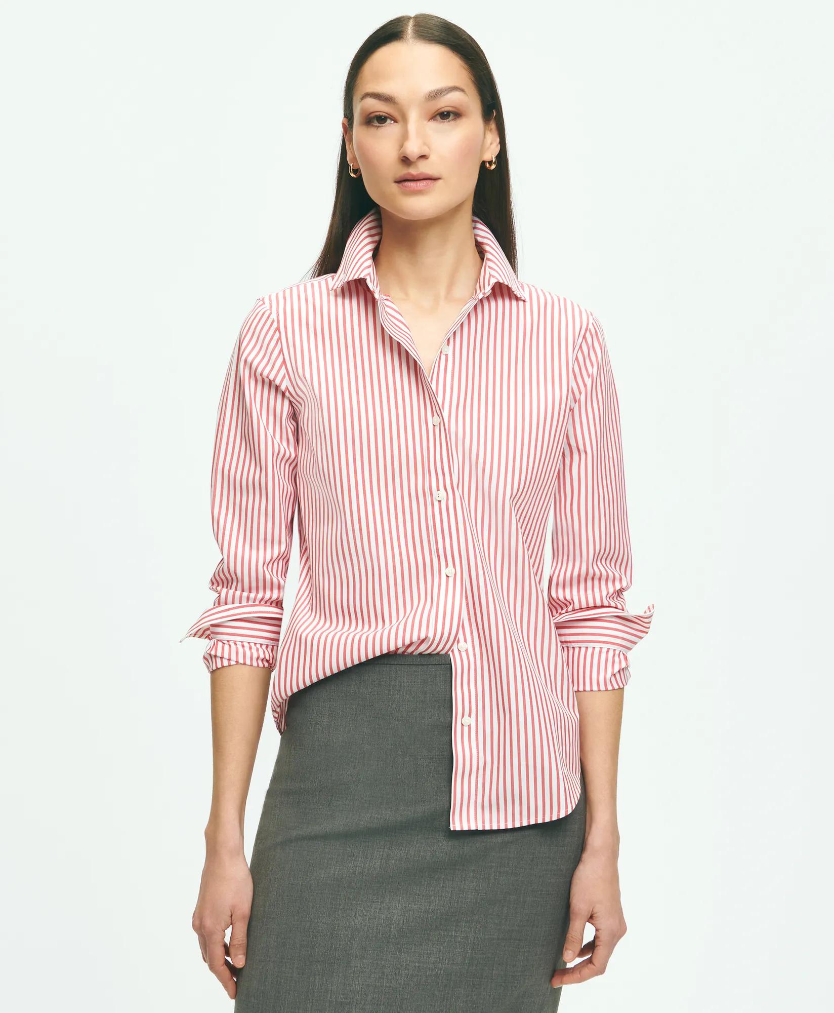Classic Fit Stretch Supima Cotton Non-Iron Bengal Stripe Dress Shirt