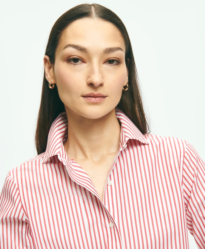 Classic Fit Stretch Supima® Cotton Non-Iron Bengal Stripe Dress Shirt, image 4