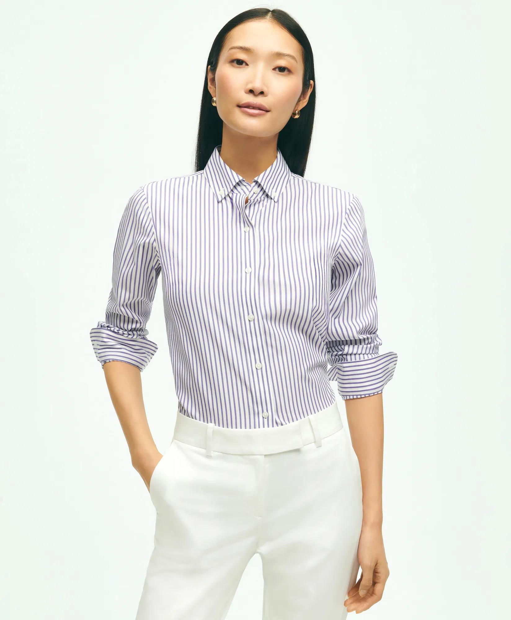 Classic Fit Stretch Supima® Cotton Non-Iron Bengal Stripe Dress Shirt, image 1