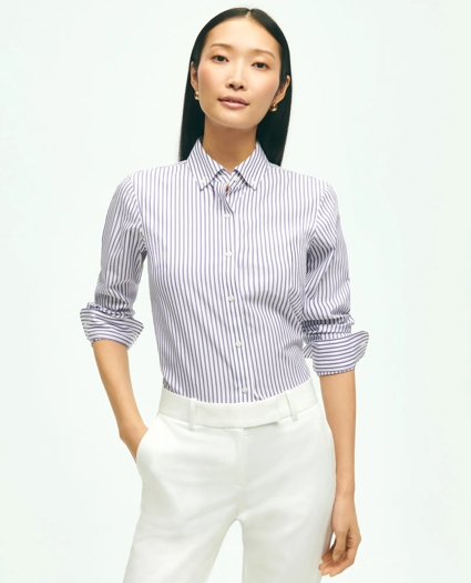 Classic Fit Stretch Supima® Cotton Non-Iron Bengal Stripe Dress Shirt, image 1