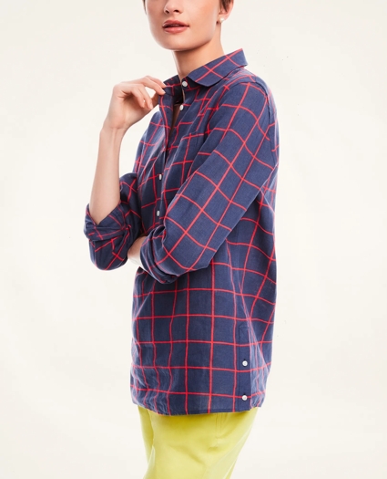 Linen Blend Windowpane Tunic, image 1