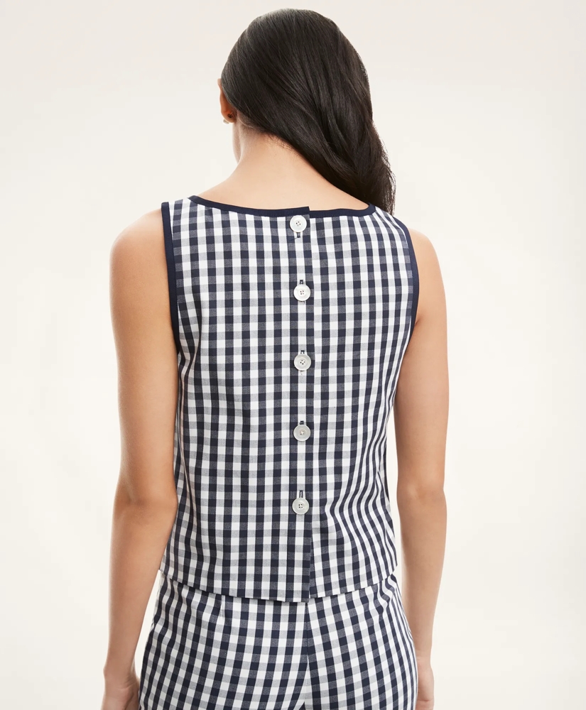 Stretch Cotton Gingham Crop Top, image 3