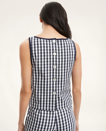 Stretch Cotton Gingham Crop Top, image 3