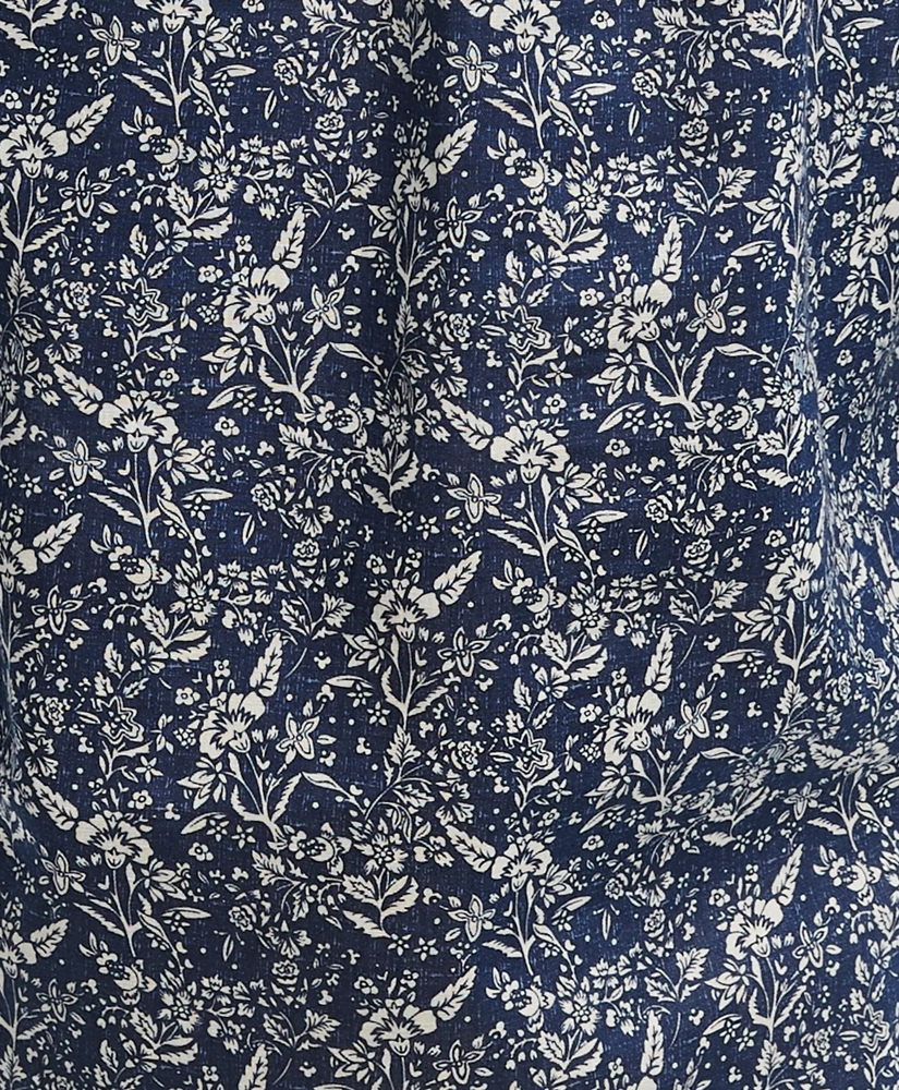 Classic-Fit Indigo Cotton Linen Floral Shirt, image 4