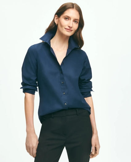 Fitted Non-Iron Stretch Supima® Cotton Dress Shirt, image 1