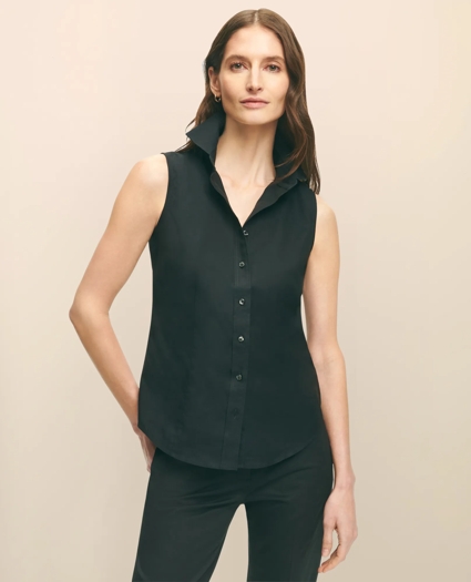 Fitted Non-Iron Stretch Supima® Cotton Sleeveless Dress Shirt, image 1
