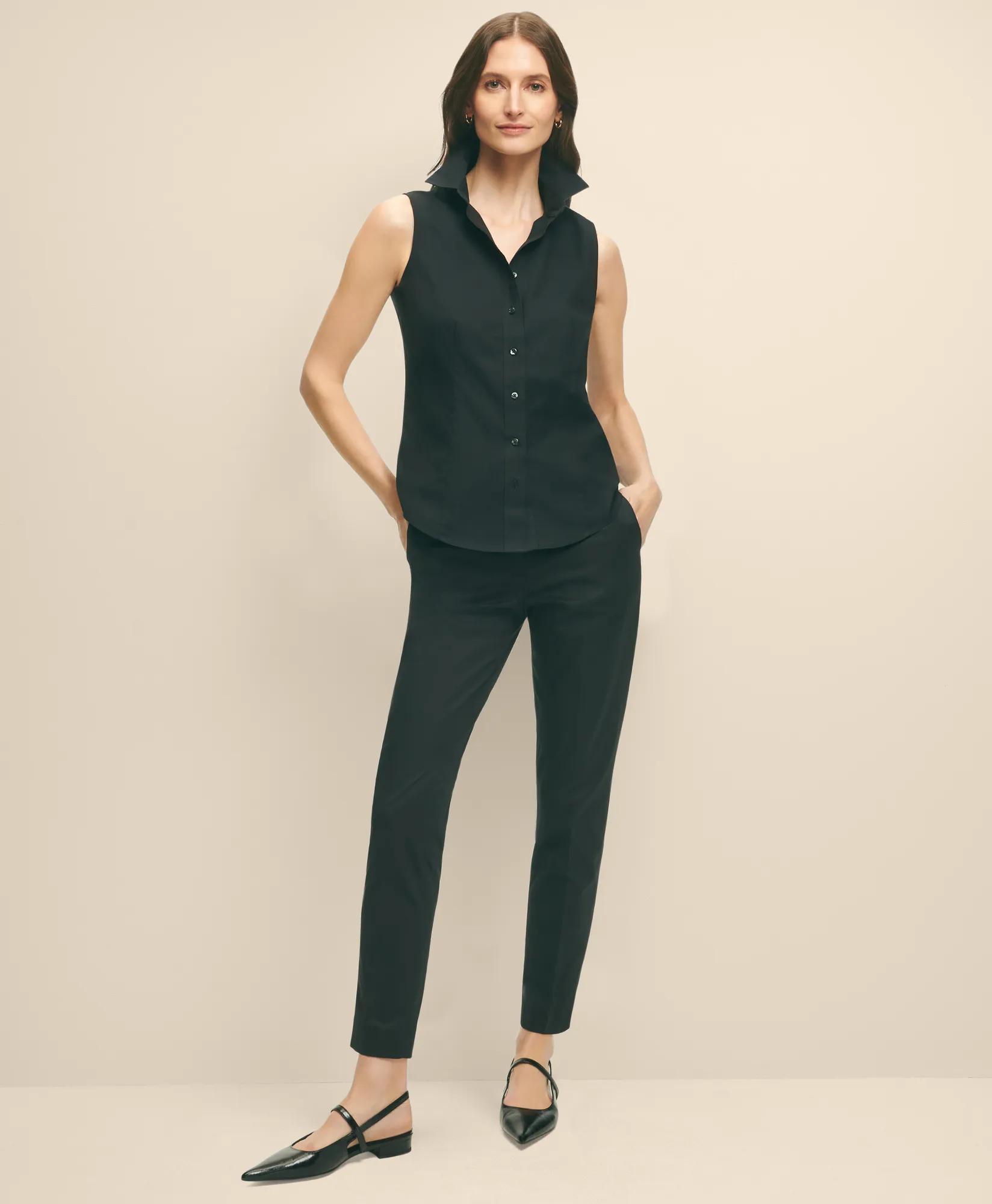 Fitted Non-Iron Stretch Supima&reg; Cotton Sleeveless Dress Shirt, image 2