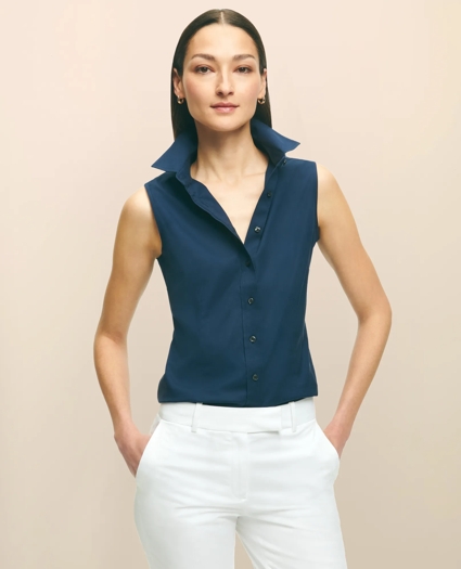 Fitted Non-Iron Stretch Supima&reg; Cotton Sleeveless Dress Shirt, image 1