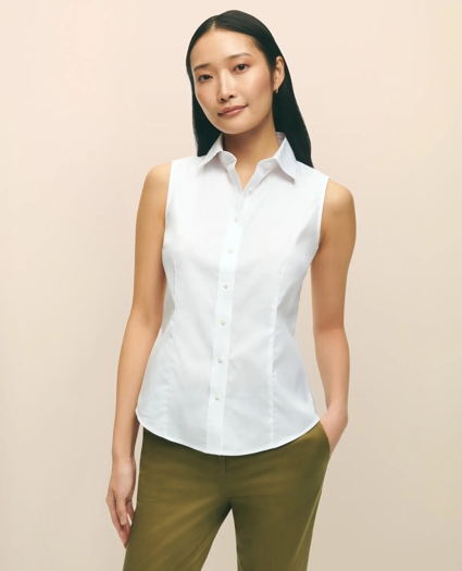 Fitted Non-Iron Stretch Supima® Cotton Sleeveless Dress Shirt, image 1