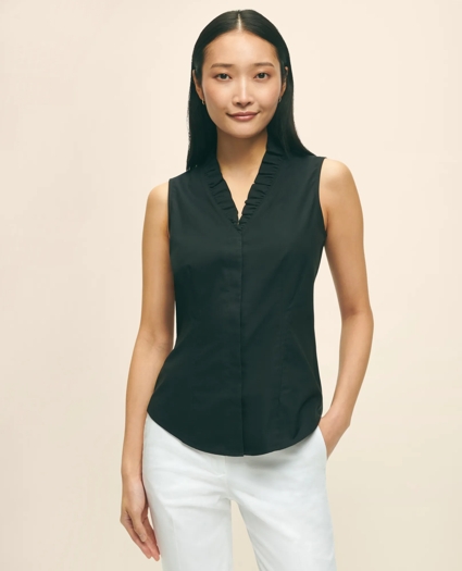 Fitted Non-Iron Stretch Supima&reg; Cotton Ruffle Shirt, image 1