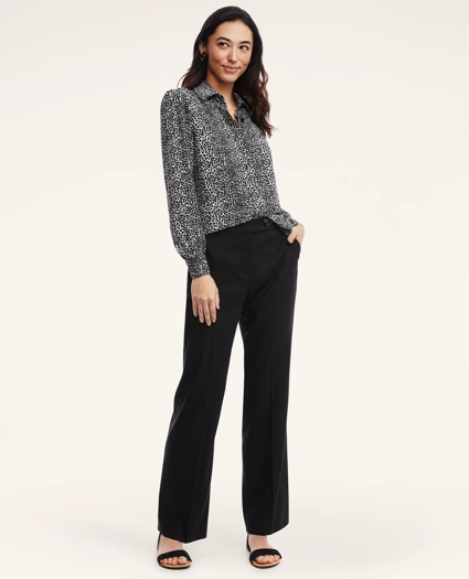 Crepe Neutral Print Bow Blouse, image 2