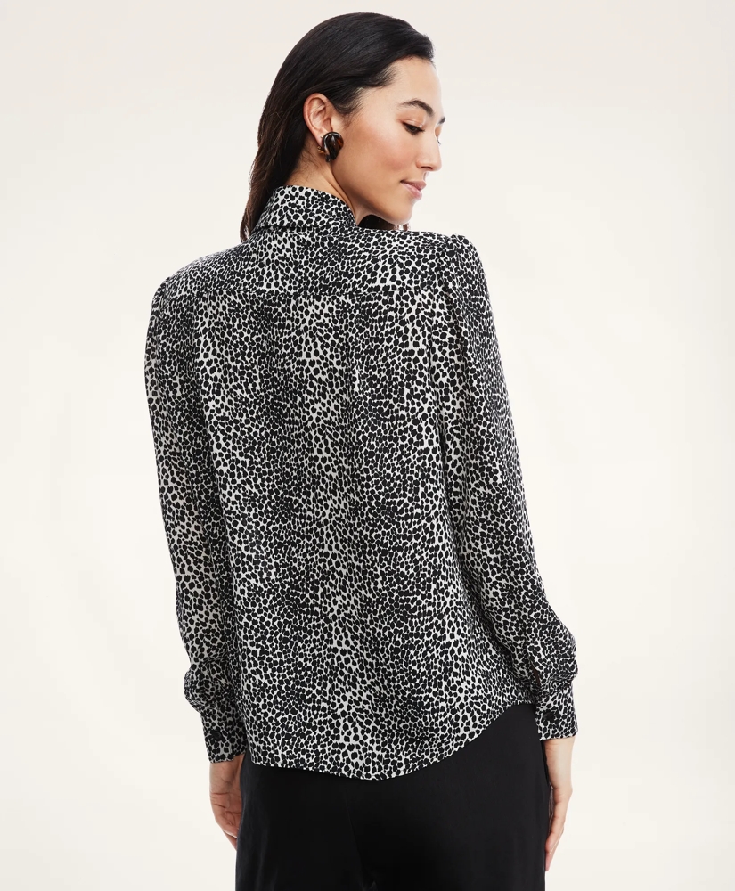 Crepe Neutral Print Bow Blouse, image 4
