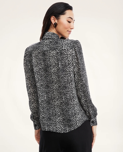 Crepe Neutral Print Bow Blouse, image 4
