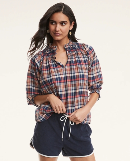 Popover Madras Smocked Blouse, image 1
