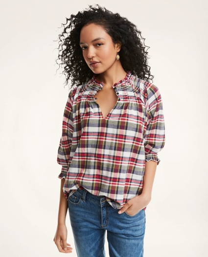 Popover Madras Smocked Blouse, image 1