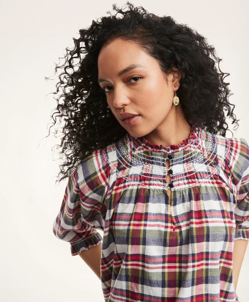 Popover Madras Smocked Blouse, image 3