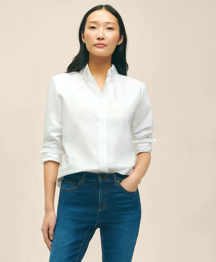 Brooks Brothers Women s Classic Fit Cotton Oxford Shirt White Size 12
