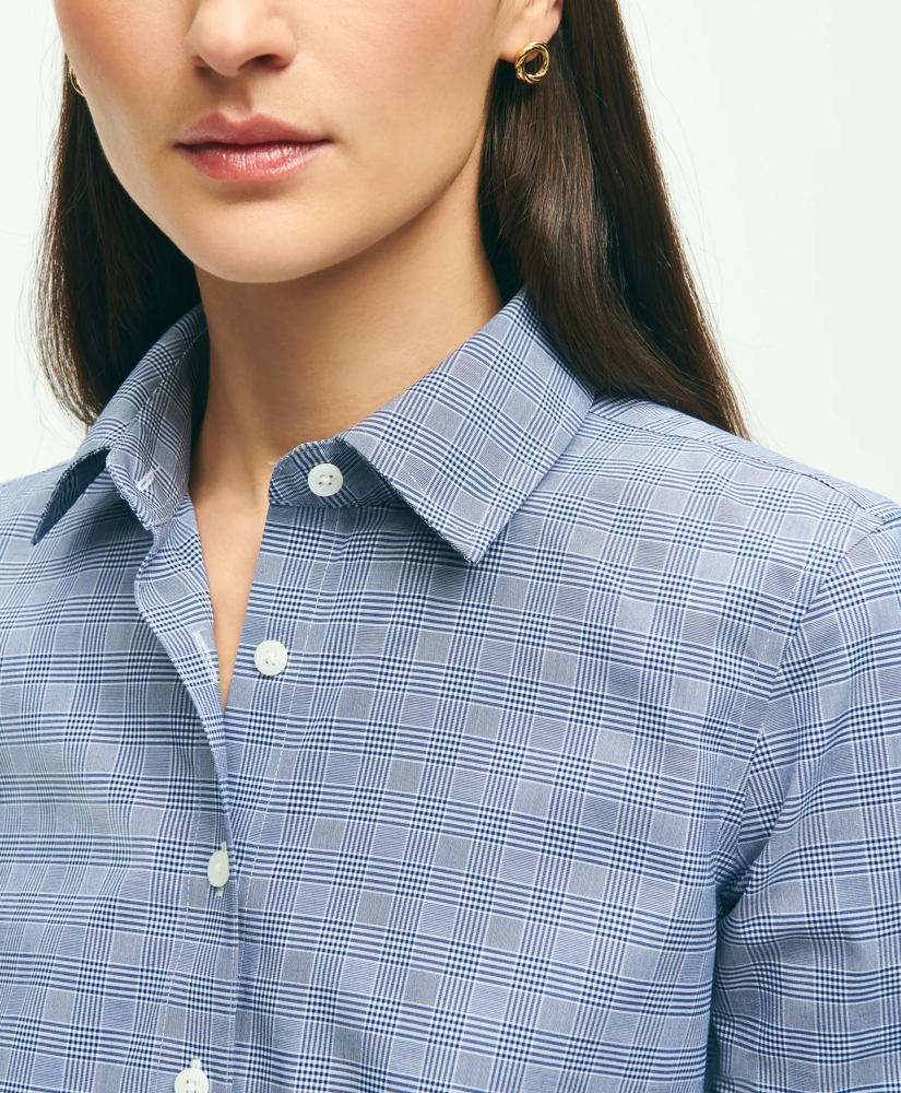 Fitted Stretch Supima® Cotton Non-Iron Glen Plaid Dress Shirt, image 3