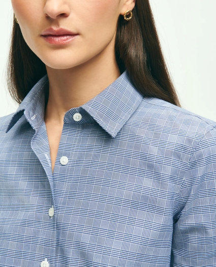 Fitted Stretch Supima® Cotton Non-Iron Glen Plaid Dress Shirt, image 3