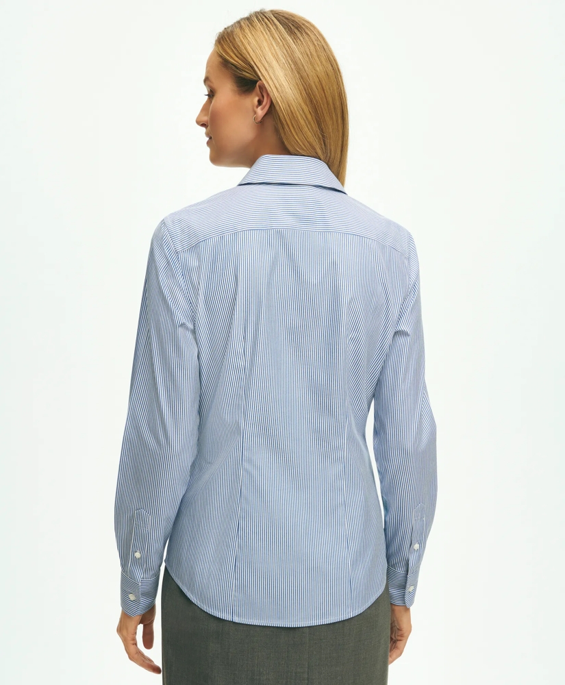 Fitted Stretch Supima® Cotton Non-Iron Mini Stripe Dress Shirt, image 3