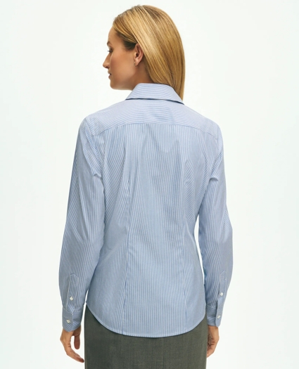 Fitted Stretch Supima® Cotton Non-Iron Mini Stripe Dress Shirt, image 3