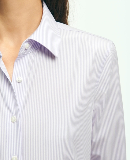 Fitted Stretch Supima® Cotton Non-Iron Mini Stripe Dress Shirt, image 2