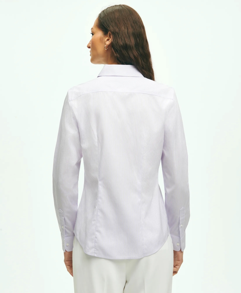 Fitted Stretch Supima® Cotton Non-Iron Mini Stripe Dress Shirt, image 3