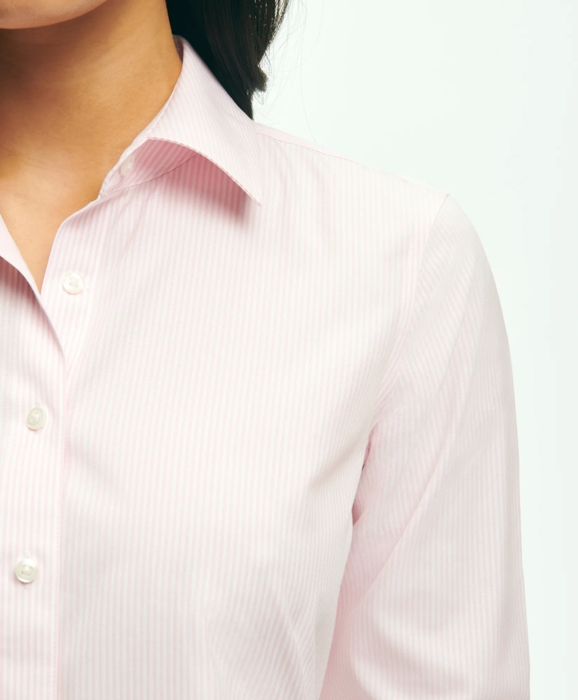 Fitted Stretch Supima® Cotton Non-Iron Mini Stripe Dress Shirt, image 2