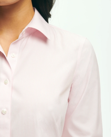 Fitted Stretch Supima® Cotton Non-Iron Mini Stripe Dress Shirt, image 2